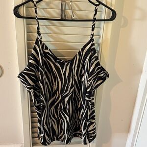 Time and Tru Black and White Zebra Camisole